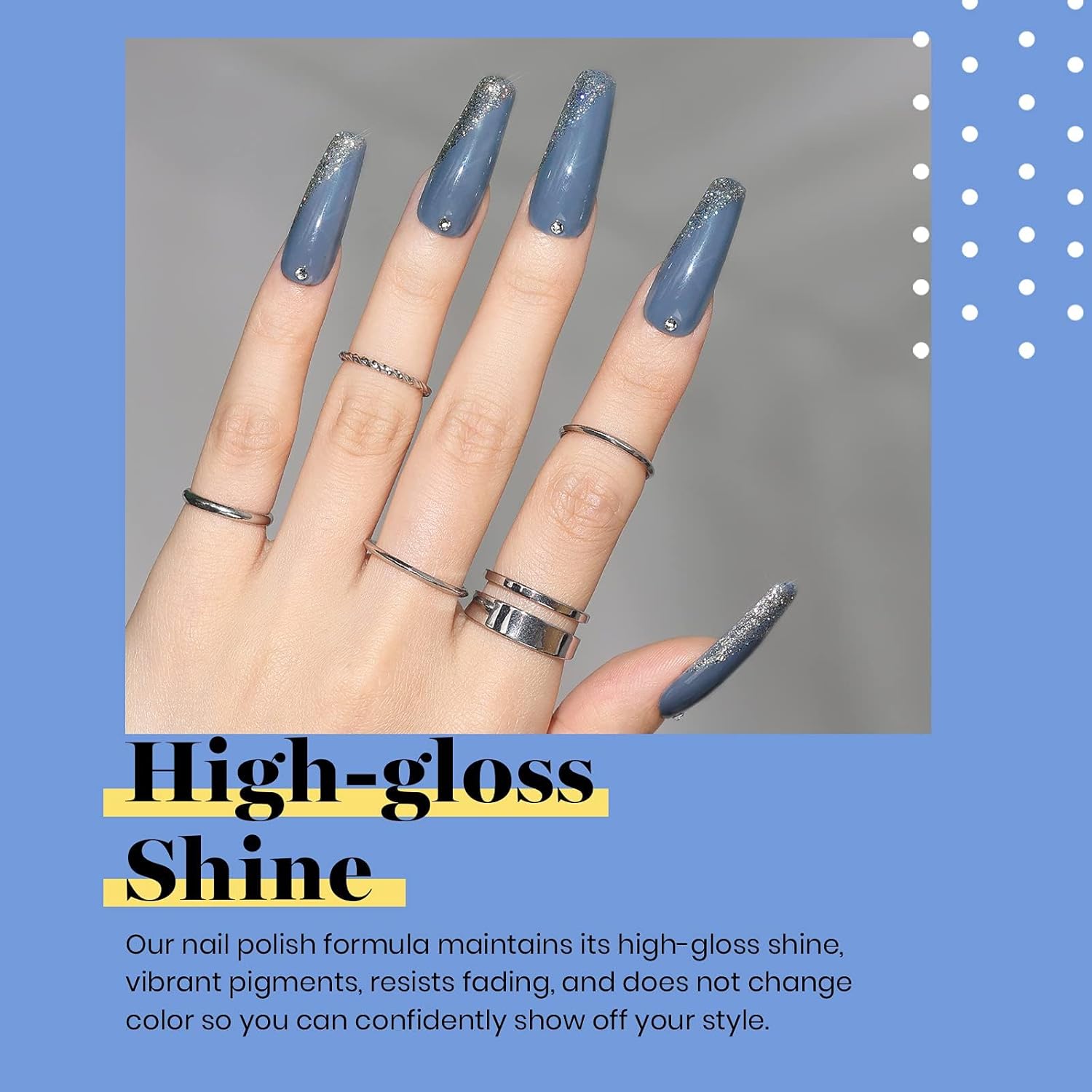 Beetles Blue Gel Nail Polish, 1Pcs 15ML In the Grayish Navy Blue Color Gel Polish Soak Off Nail Art Manicure Salon DIY Uv Nail Lamp Design Decoration at Home-Velvo Beauty