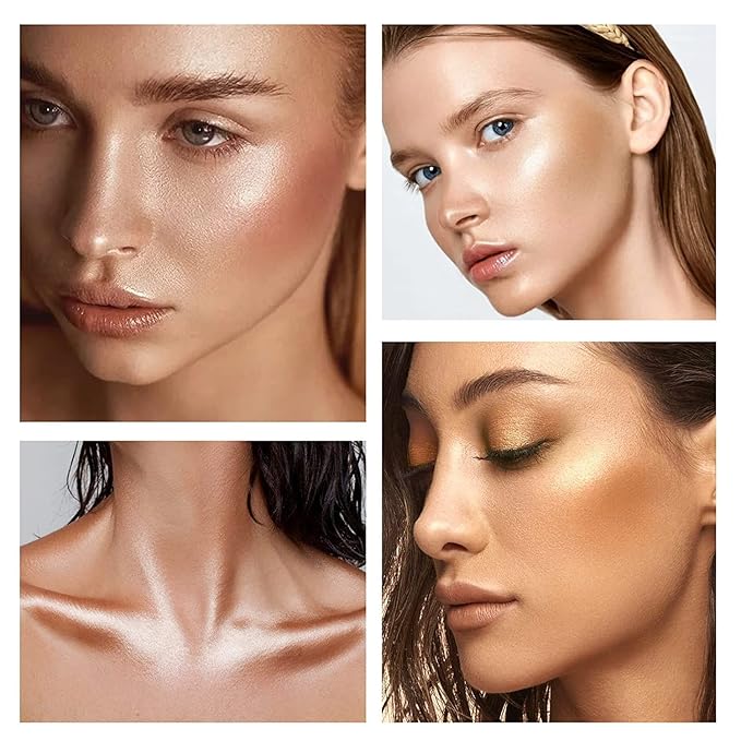 Shimmer Body Luminizer 5 Color Waterproof Smooth Face Body Glow Illuminator Non-sticky Liquid Body Highlight Illuminator for Face & Body & Leg (80 ML, 04 Golden Brown)-Velvo Beauty