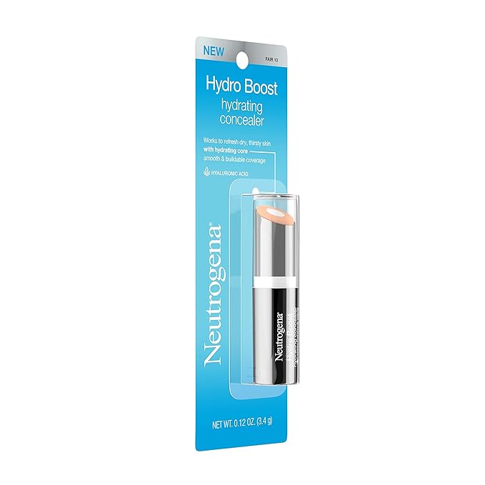 Neutrogena Hydro Boost Hydrating Concealer Stick for Dry Skin, Oil-Free, Lightweight, Non-Greasy and Non-Comedogenic Cover-Up Makeup with Hyaluronic Acid, 10/Fair, 0.12 Oz-Velvo Beauty