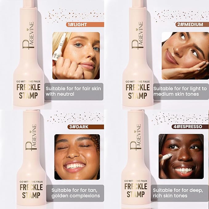 Freckle Stamp Pen,Fake Freckles Stain Marker Pencil Tool for Natural and Lifelike Sunkissed Face Freckle Makeup for Waterproof and Long-Lasting,Quick Dry 5-Point Faux Freckle Stamp Cushion, 03 Dark-Velvo Beauty