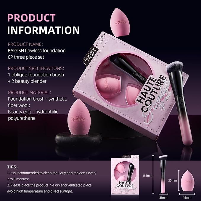 Makeup Brush Set, Flat Top Kabuki Brush Premium Foundation Brush for Liquid, Cream, and Powder with 2 Makeup Sponge for Foundation, Powder, Blush, and Concealer-Velvo Beauty
