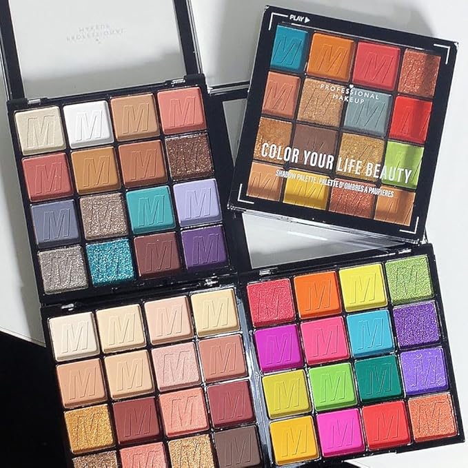 16 Colors Champagne Gold Glitter Matte Shimmer Eyeshadow Palette for Eye Makeup,High Pigmented Brown Eye Shadow Primers Powder Palet de sombras de ojos-Velvo Beauty