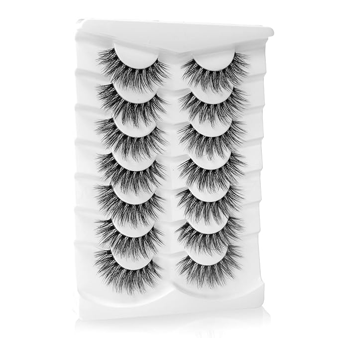 Onlyall False Eyelashes Natural Lashes Wispy Lashes Natural Look False Eyelashes Natural Flared Eyelashes False Eye Lashes Fluffy Lashes 7 Pairs A28-Velvo Beauty