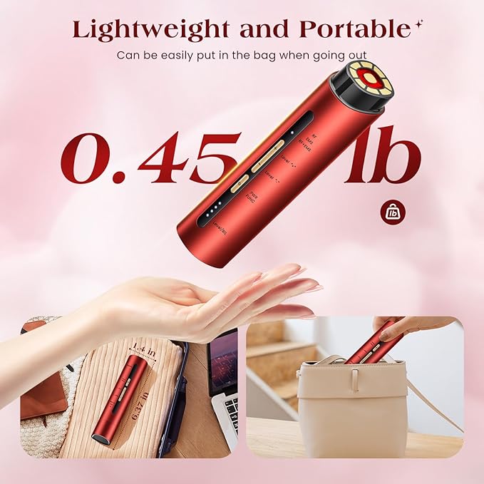 Microcurrent Facial Device, 3 Modes Red Light Therapy for Face and Neck, Skin Care Facial Massager Perfect Gifts for Women Men(Red)-Velvo Beauty