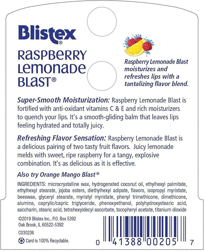 Blistex Raspberry Lemonade Blast Lip Protectant - 0.15oz Value Pack of 12-Velvo Beauty