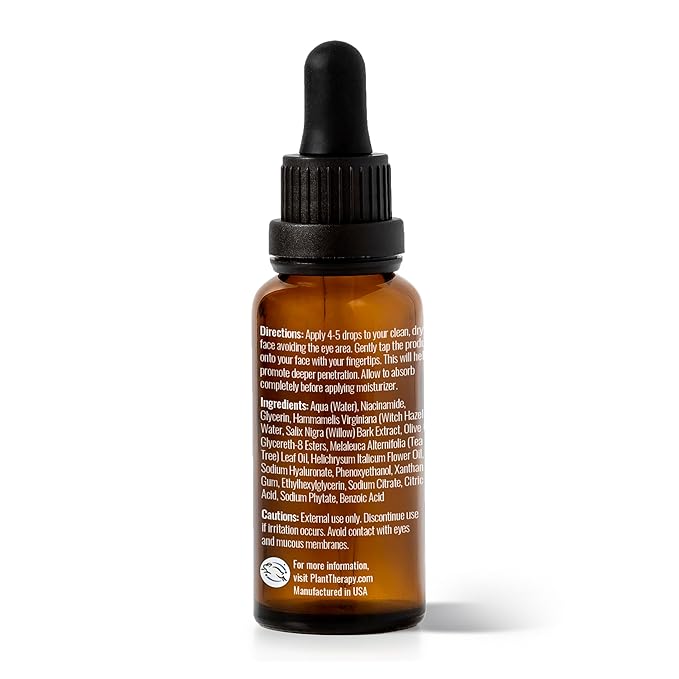 Plant Therapy Tea Tree with Niacinamide Facial Serum 1 oz with Tea Tree Essential Oil, Witch Hazel, and Willow Bark, Excellent for Problem Skin While Creating Healthy, Clear Skin-Velvo Beauty