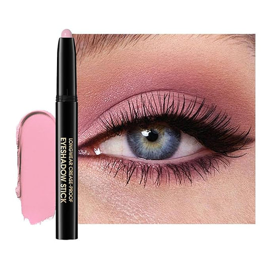 Eyeshadow Stick, Shimmer and Matte Cream Eye Shadow Brightener Sticks Eyeliner Pencil Crayon, Waterproof Long Lasting Eye Highlighter Stick Makeup,0.056 Oz(#5-Pink)-Velvo Beauty