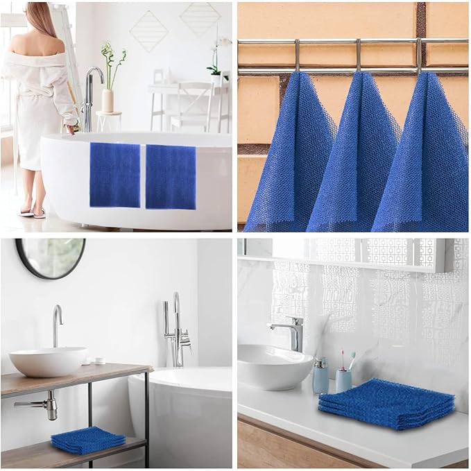 UJFQBH 3 Pieces African Bath Sponge African Net Long Net Bath Sponge Exfoliating Shower Body Scrubber Back Scrubber Skin Smoother,Great for Daily Use (Blue)-Velvo Beauty