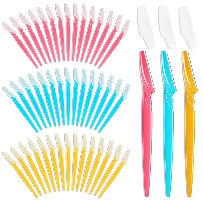 NICEMOVIC 66 Pcs Dermaplane Razor for Women Face, Eyebrow Razors and Face Razors for Women and Men, Multipurpose Facial and Eyebrow Hair Trimmer and Shaver with Precision Cover (3 Colors)-Velvo Beauty