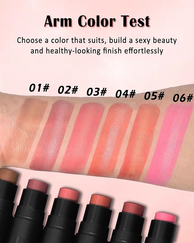 Cream Blush Stick Makeup for Cheeks, Natural Matte Finish Blush Bronzer Contour Sticks, Long Lasting Waterproof Lightweight Creme Blush Highlighter Contouring Stick, Face Shaping Makeup for Women-01-Velvo Beauty