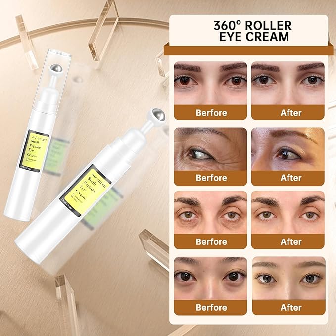 Advanced Snail Peptide Eye Cream for Dark Circles & Puffiness, Snail Mucin Eye Cream with Niacinamide Reduce Wrinkles & Fine Lines, 2 Pcs Under Eye Roller Cream for Moisturizing.-Velvo Beauty