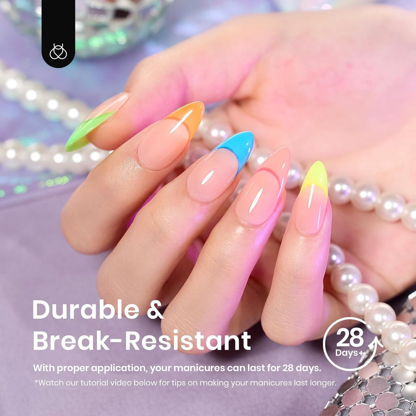 Beetles Gel Nail Tips Medium Almond Etch X Nail Tips, 12 Sizes 288 PCS Half Matte Full Cover False Nails Clear Acrylic Nails Glue on Nails DIY Gift for Women-Velvo Beauty