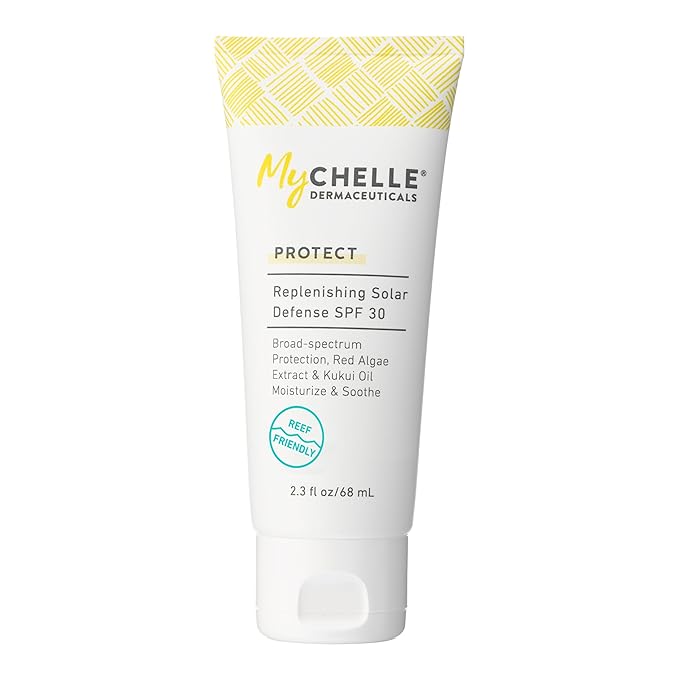 MyCHELLE Dermaceuticals Solar Defense SPF 30 (2.3 Fl Oz) - Moisturizing Reef Safe Sunscreen with Red Algae Extract and Kukui Oil - Travel Size Zinc Sunscreen for Face and Body-Velvo Beauty