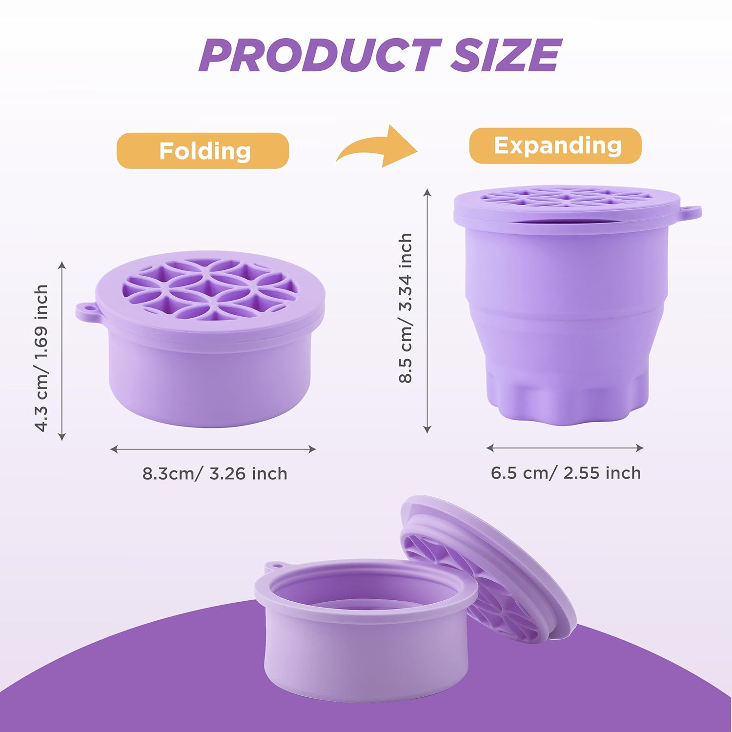 Makeup Brush Cleaner - Foldable Silicone Makeup Brush Cleaner Mat with Brush Storage Holder Makeup Brush Cleaning Bowl Cosmetic Brush Washing Tool for Cleaning Organizer and Drying (Purple and Purple)-Velvo Beauty