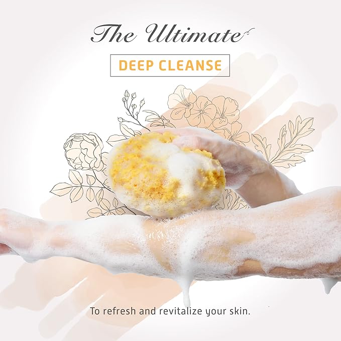Spongentle Deep Cleansing Body Loofah Sponge, Natural Colors, for Bath and Shower, Multiple Textures for Gentle and Deep Exfoliation, Generous and Rich Lather, (Pack of 3)-Velvo Beauty