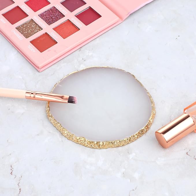 Resin Nail Art Palette Gold Edge Nail Holder Heart Shaped Color Makeup Foundation Mixing Tools Display Board Gel Nail Art Color Mixing Palette Painting Tray Manicure Tool (Irregular White)-Velvo Beauty
