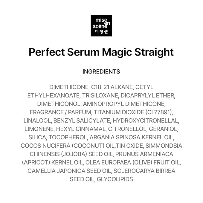 Mise En Scene Magic Straight Perfect Serum - Anti Frizz Hair Straightening Serum with heat protectant for straightener, hair tamer oil, Coconut Oil for Smooth, Silky, and Shiny Hair, 2.71 Fl Oz-Velvo Beauty