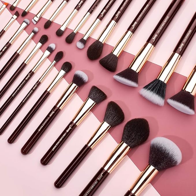 Jessup Makeup Brushes Set Professional, 25PCS Premium Natural Powder Foundation Eyeshadow Blending Concealer Blusher Highlight Labeled Brushes, T280-Velvo Beauty