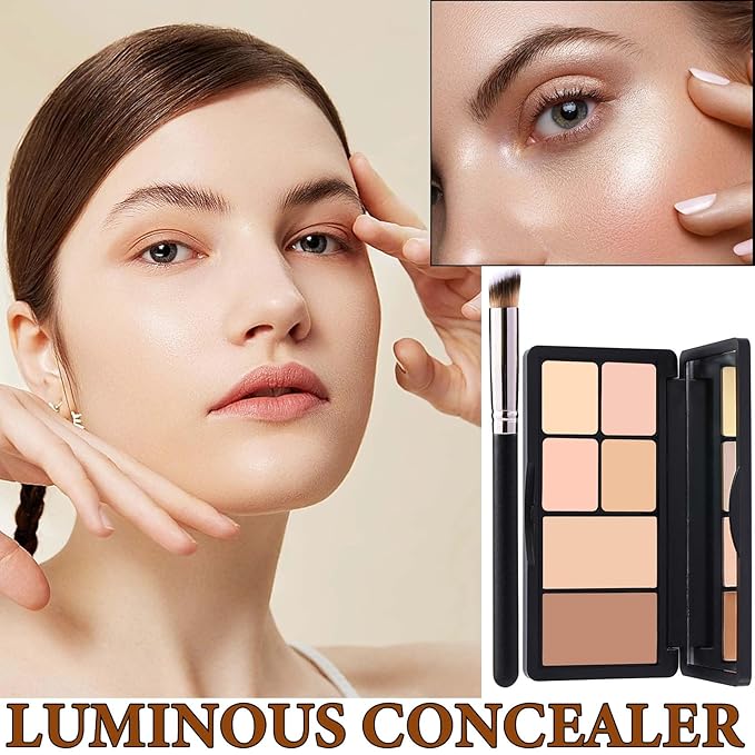 6 Colors Correcting Concealer Contour Palette,Concealer Cream Contour Makeup Palette,Contouring Foundation Highlighting Makeup Kit with Brush(02#)-Velvo Beauty