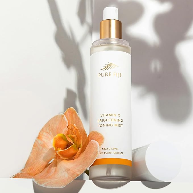 Pure Fiji Face Toner Mist with Vitamin C for Brightening & Refreshing Antioxidant Face Mist Hydrating Spray Helps Even Skin, Smooths Fine Lines and Wrinkles (4.4oz/130ml)-Velvo Beauty