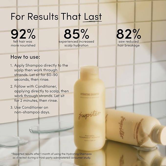 Jupiter, Physician-Formulated Moisture Boost Duo: Hydrating Shampoo & Conditioner, for Dry, Itchy, Tight Scalp, Vegan, Sulfate-Free, Color-Safe, & Paraben-Free, Deep Moisturizing Shampoo & Conditioner-Velvo Beauty