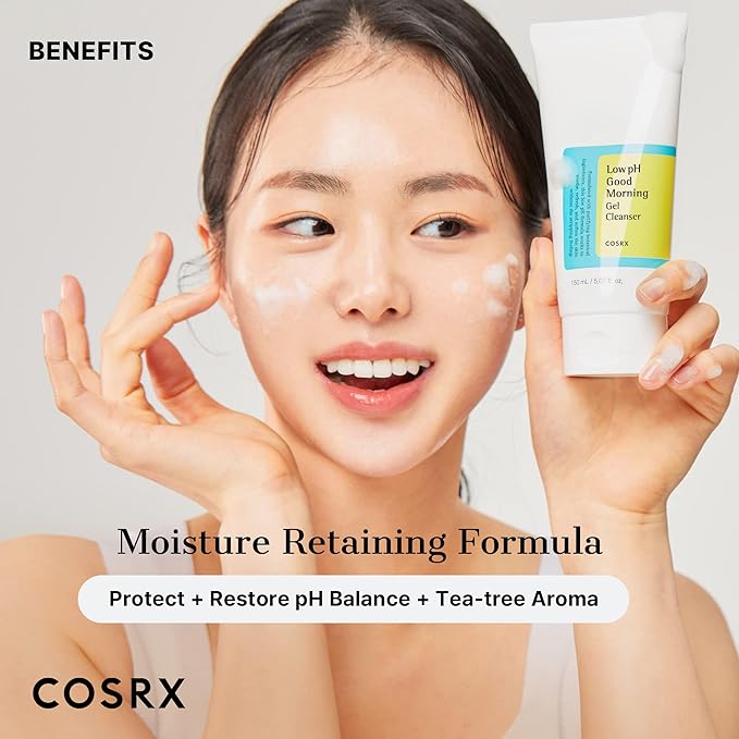 COSRX Low pH Good Morning Gel Face Cleanser, 5.07 fl oz, BHA Face Wash, Daily Mild Face Cleanser for Sensitive Skin, PH Balancing, Korean Skin Care, Korean Face Wash-Velvo Beauty