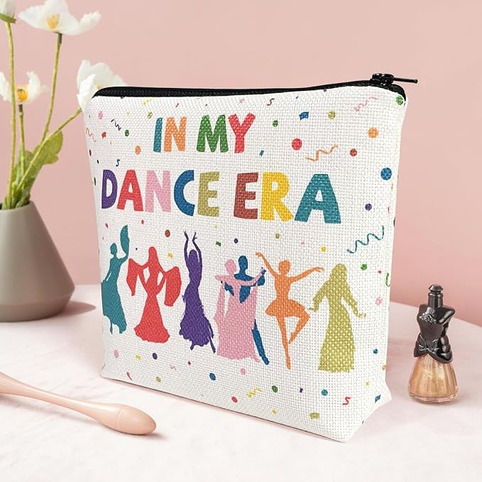 My Dance Era Canvas Zipper Cosmetic Bag, Small Makeup Bag for Women, Friends, Daughter, Sister for Dancers, Dancer Birthday Gifts for Girls (White)-Velvo Beauty