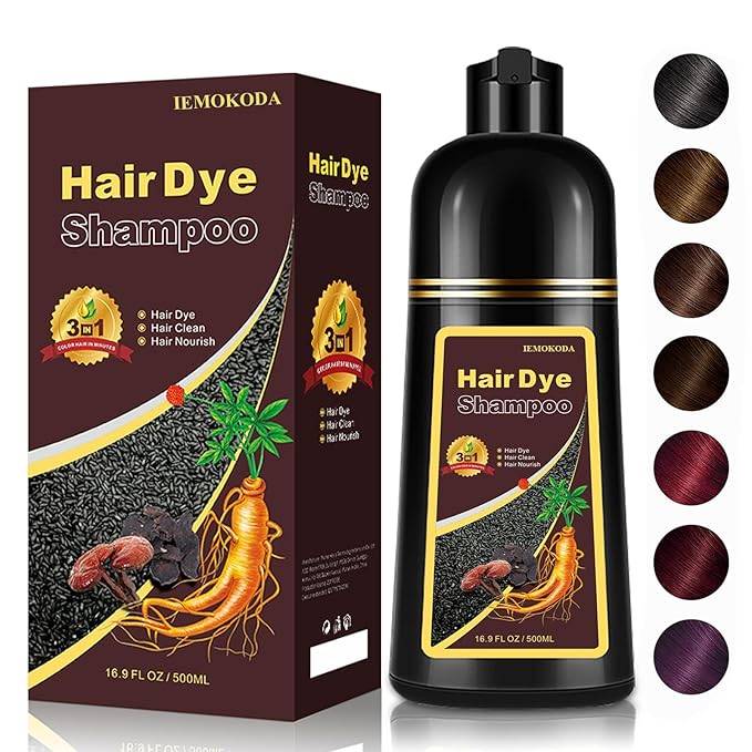 Dark Brown Hair Dye Shampoo for Gray Hair, 3-in-1 Color Shampoo Hair Dye for Women & Men, 100% Gray Hair Coverage, Instant Hair Coloring Shampoo in Minutes, Shampoo Tinte Para El Cabello, Easy to Use-Velvo Beauty
