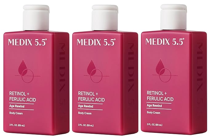 Medix 5.5 Retinol Body Lotion Firming Moisturizer | Crepey Skin Care Treatment | Retinol Body Cream | Firming Cream Targets Look Of Crepe Skin, Wrinkles, & Sagging, 3 Fl Oz Travel Size, 3-Pack-Velvo Beauty