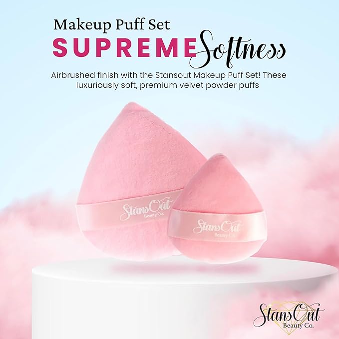 StansOut Beauty Velvet Makeup Puff Set (2-Pack) - Luxuriously Soft Powder Puffs for Seamless Face Makeup Application - Premium Quality - Perfect for Flawless On-the-Go Touch-Ups-Velvo Beauty