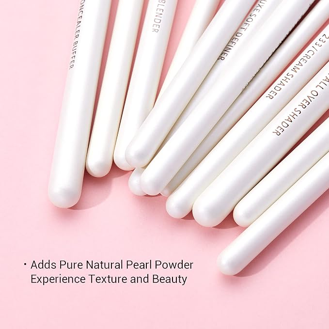 Jessup Small Eye Makeup Brush Set Professional 15pcs White/Silver Premium Natural-synthetic Eye Shadow Blending Concealer Eye & Brow Liner Brushes, T237-Velvo Beauty