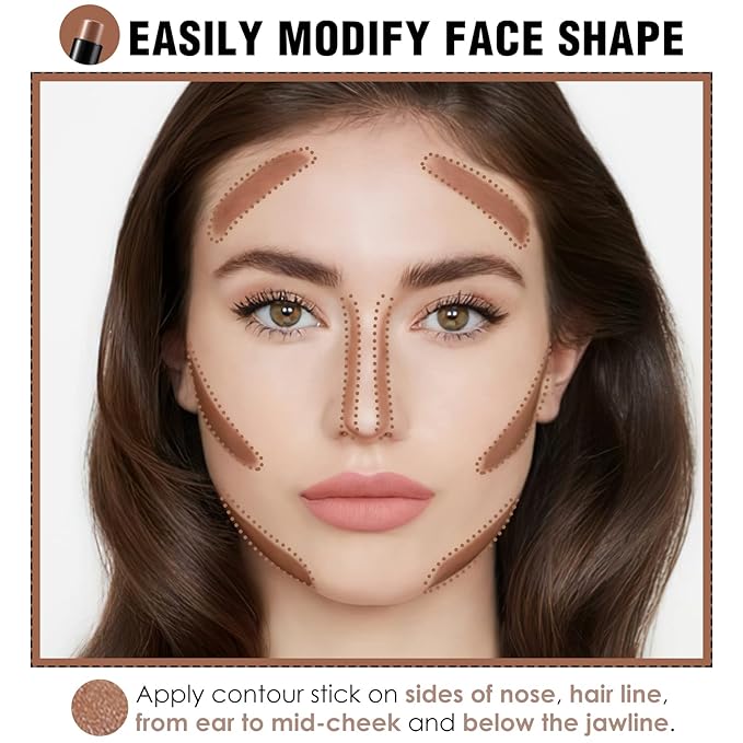 FOCALLURE Cream Contour Stick, Matte Bronzer Stick, Professional Face Shaping & Contouring Stick Makeup, Easy to Apply with Buildable Coverage, Long Lasting & Sweatproof, CIDER-Velvo Beauty