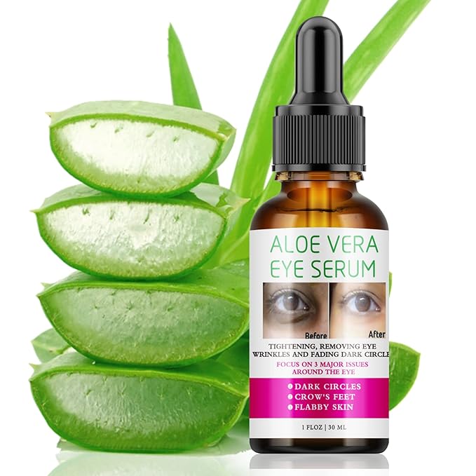 Aloe Vera Eye Serum Dark Circles Under Eye Treatment for Women to Reduce Appearance of Puffy Eyes Eye Bags Fine Lines and Wrinkles for All Skin Types, Beauty Skin Care Gift-Velvo Beauty