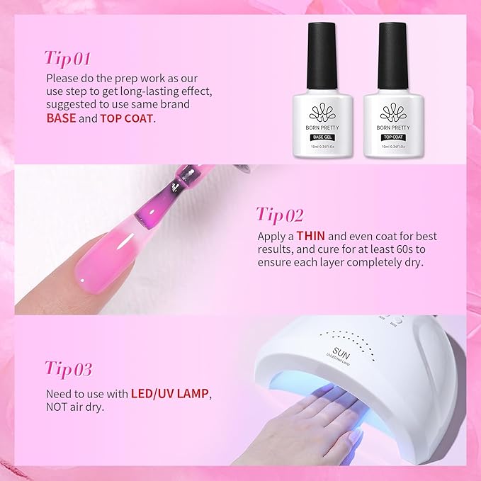 Born Pretty Jelly Gel Nail Polish Set - Milky Jelly Hot Pink Translucent Gel Polish - Spring Summer Neon Pink Valentine's Day Gift 6PCS-Velvo Beauty