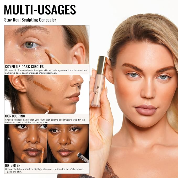 Oulac Full Coverage Concealer, Concealer Stick for Face and Eye Dark Circles, Hydrating Concealer Infused with Hyaluronic Acid, Vegan Concealer 3.8ml, Shade: W1 Porcelain-Velvo Beauty