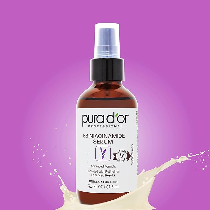 PURA D'OR 3.3 Oz B3 Niacinamide Advanced Facial Serum - Skin Care Formula with Retinol For Wrinkles, Hydration & Radiant Complexion - All Skin Types, Hypoallergenic - Women & Men-Velvo Beauty