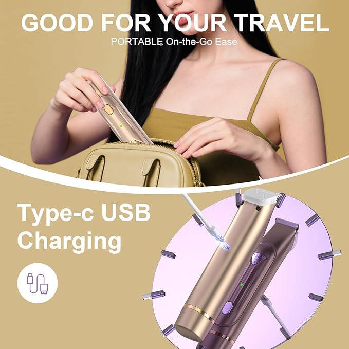Dermave Bikini Shaver - Bikini Trimmer for Women, Waterproof Dual Head Shaver (Gold)-Velvo Beauty