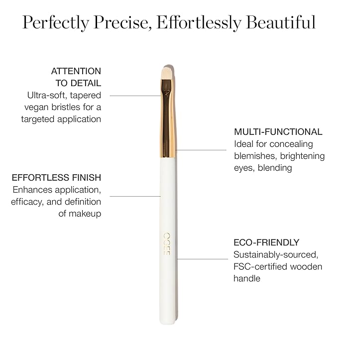 Ogee Precision Brush - Professional Quality, Ultra-Soft Tapered Vegan Bristles for Flawless Makeup Application-Velvo Beauty