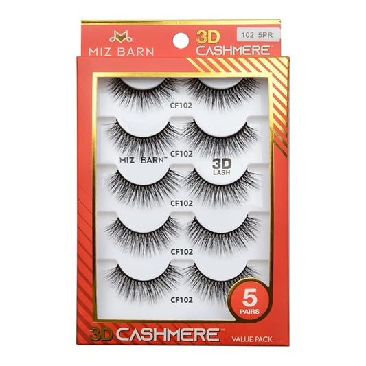 Miz Barn Lashes 5 Pairs Cat Eyes Wispy Lightweight Natural 3D Cashmere Soft Long Extension Eyelashes Pack Handmade Luxurious Volume Fluffy False Eyelashes (CF102)-Velvo Beauty
