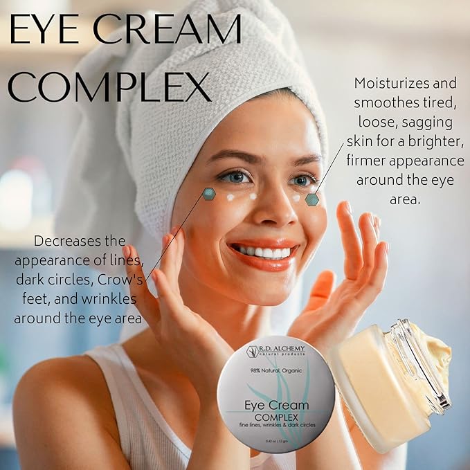 RD Alchemy - Natural & Organic Eye Cream Complex - Best Eye Cream for Dark Circles, Wrinkles, & Eye Bags. Anti Aging Retinol & Peptides Lighten Dark Circles & Smooth Fine Lines & Crow's Feet-Velvo Beauty