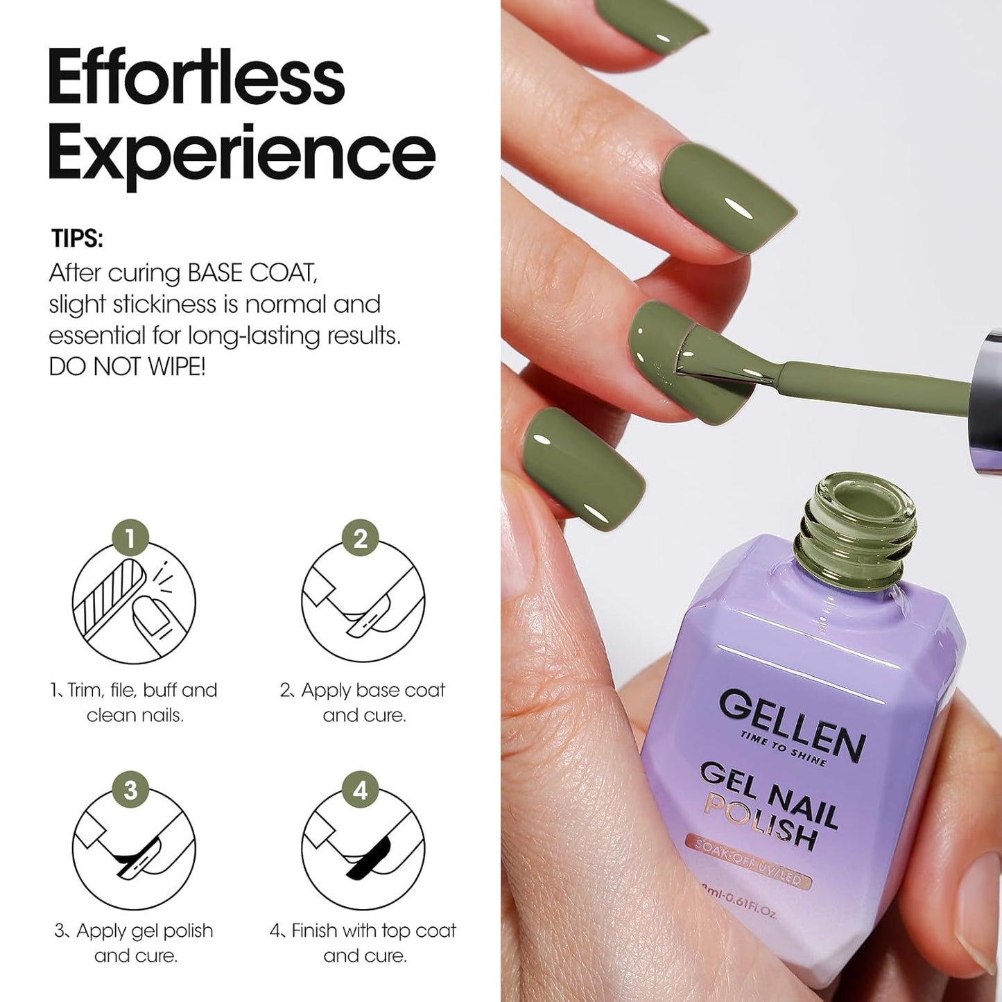 Gellen Green Gel Nail Polish 18 ML Sage Green Nail Gel Polish Soak off UV LED Nail Lamp Emerald Nail Polish for Fall Winter Salon DIY Nail Art Manicure at Home Holiday Gift for Women, 0.61 Fl Oz-Velvo Beauty