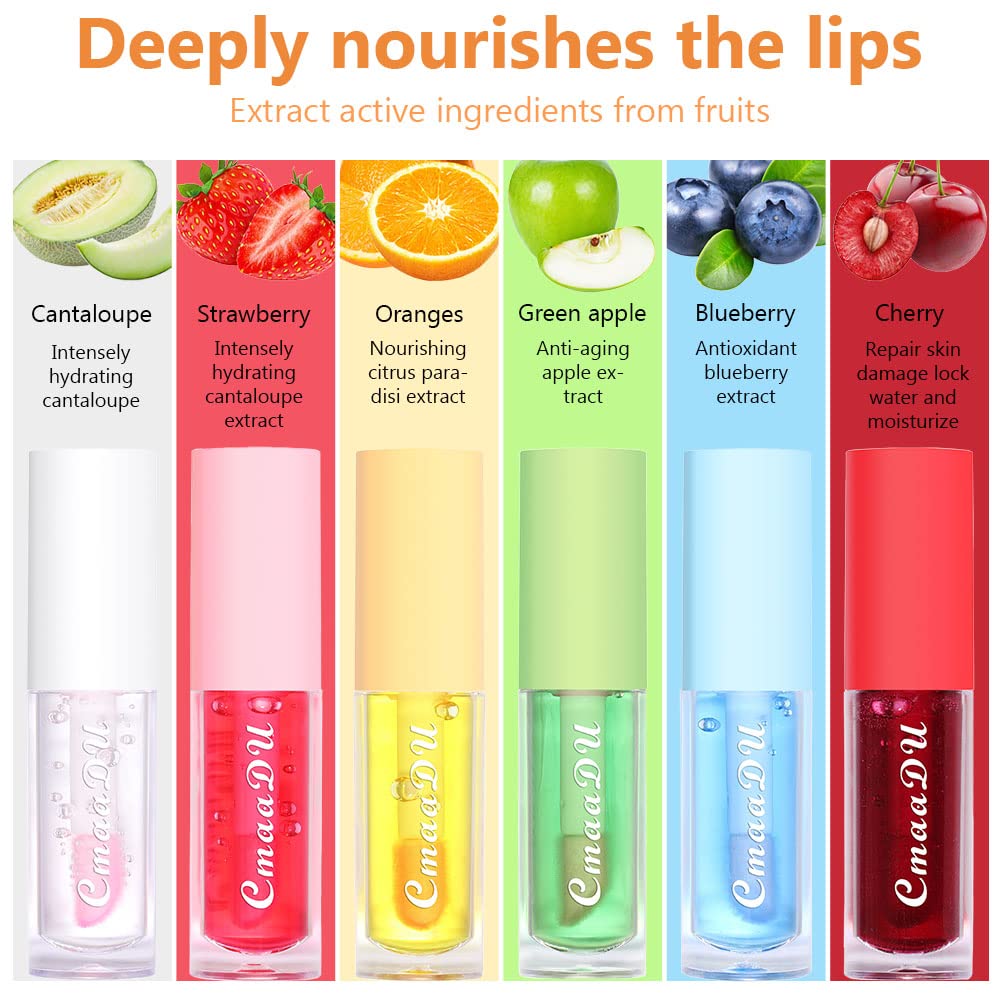 evpct 6Pcs Mini Clear Color Change Changing PH Tinted Lip Gloss Sets for Women, Lip Oil Gloss Balm Tint Stain Glaze Pack Hydrating Moisturizer Lipstick Magic labiales magicos 0.071fl.oz *6-Velvo Beauty