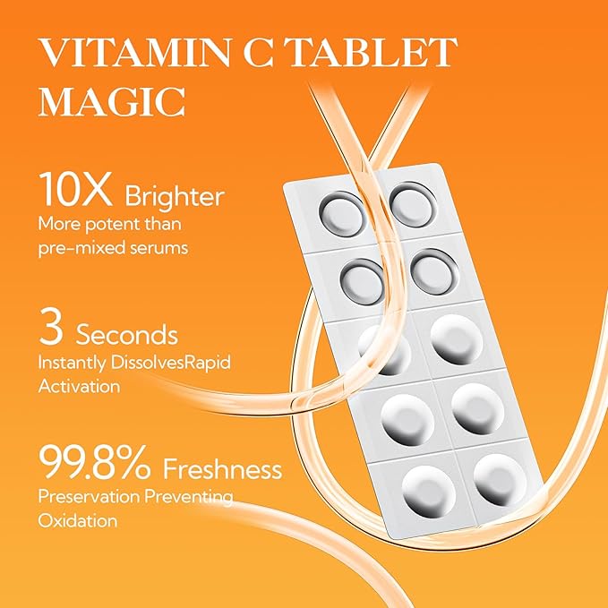LANBENA Revolutionary Vitamin C Tablets Serum for Face, Illuminating Fcae Serum With Niacinamide, Brightening Anti-Aging Essence for Sensitive Skin, Non-Greasy, Reduces Dark Spots & Wrinkles (1.05 Oz)-Velvo Beauty