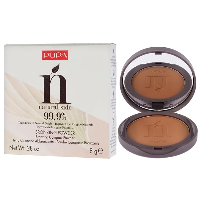 PUPA Milano Natural Side Bronzing Powder 002 Natural Bronze - Add Warmth and Glow to Skin - Easy Blending Bronzer Contour Makeup Powder to Brighten Complexion - Natural Formula - 0.28 oz-Velvo Beauty