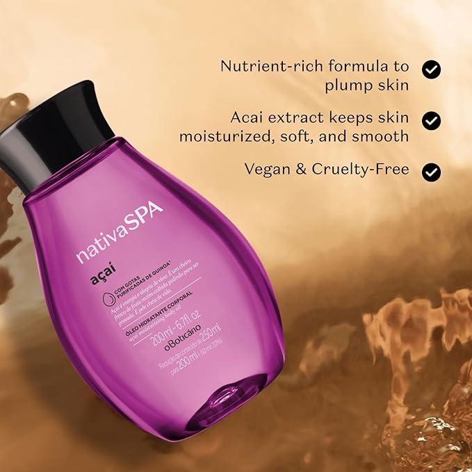 Nativa SPA by O Boticário, Açaí Body Oil, Scented Moisturizer, 6.8 Ounce-Velvo Beauty