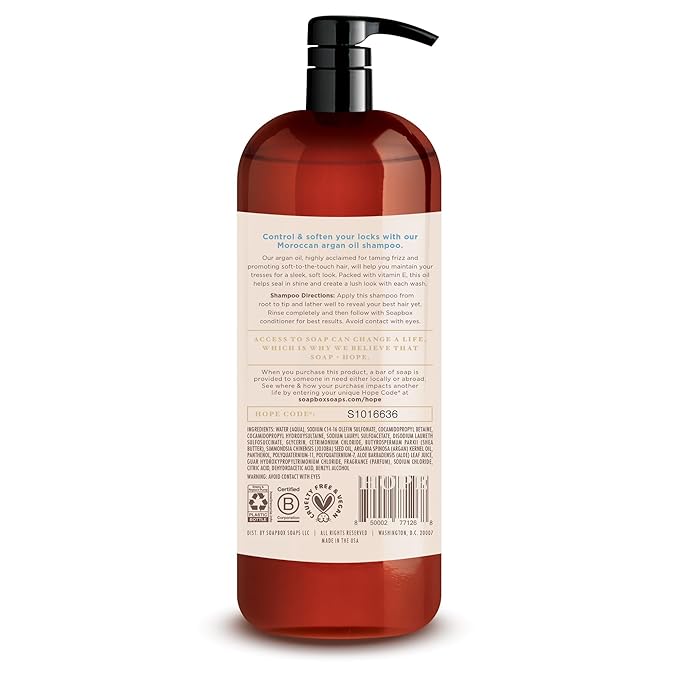 Soapbox Argan Shampoo & Conditioner Set, Volumizing, Vegan, Color Safe, Harsh Sulfate & Silicone Free, 1 Liter Each (Pack of 2)-Velvo Beauty