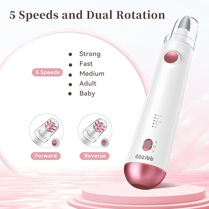 Electric Nail Drill, 8-in-1 Cordless Electric Nail File with LED Light, 5 Speeds Rechargeable Manicure and Pedicure Kit Hand Foot Care Tool for Nail Grinder Trim Polish for Women Baby-Velvo Beauty