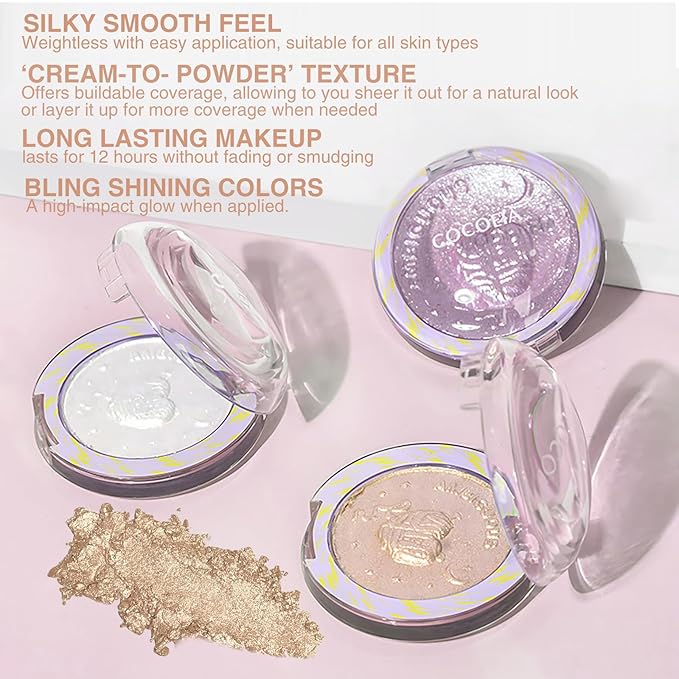 Glitter Sparkly Face Highlighter Makeup Palette Shimmer Radiant Glow Illuminator Iluminadores Palette 6g (02 Twilight Champagne)-Velvo Beauty