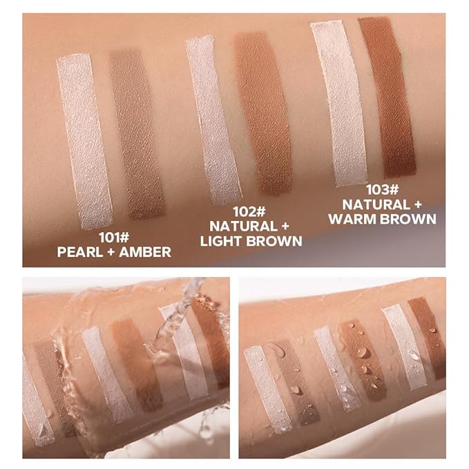 Cream Contour Sticks,Shades with Highlighter & Bronzer,Non-greasy and Waterproof Contouring Pen,Easy to Sculpt the Face and Create a Lightweight Finishing Makeup (02#Bronzer contour and glow sticks)-Velvo Beauty
