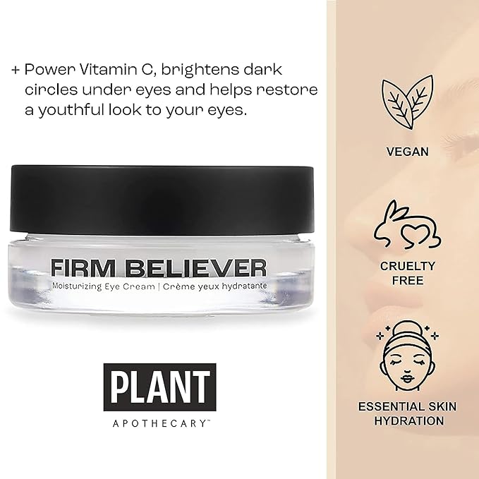 Firm Believer: 30ml Under Eye Cream with Vitamin C - Puffiness, Dark Circles, Eye Bags, Fine Lines and Wrinkles Reducer - Anti-Aging Eye Creams and Skin Care for Men and Women-Velvo Beauty